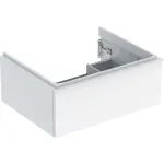 Mueble bajo Geberit iCon para lavabo, con un cajón: Ancho de lavabo=60cm, Cuerpo y frontal: blanco/cubierto de alto brillo, Tirador: blanco/con pintura polvo al horno mate